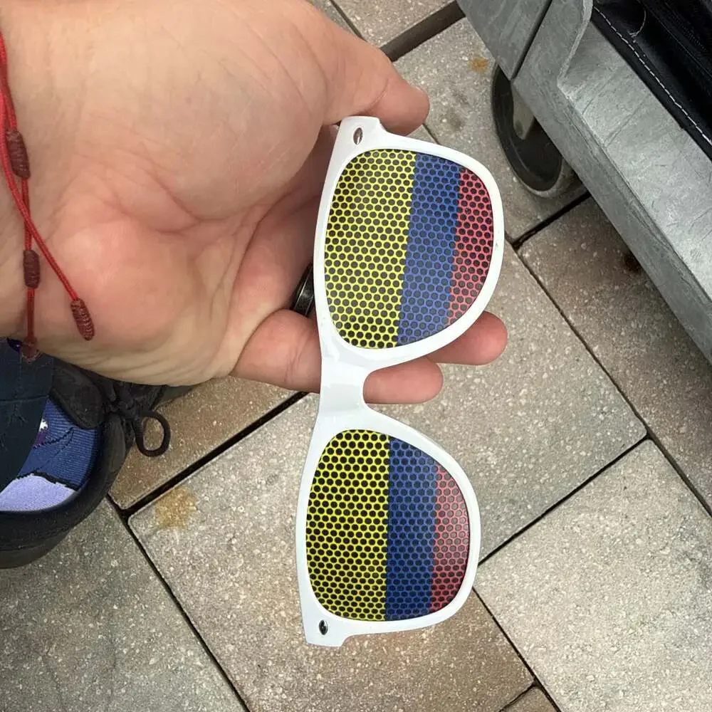 Colombia Flag Pinhole Sticker Party Sunglasses